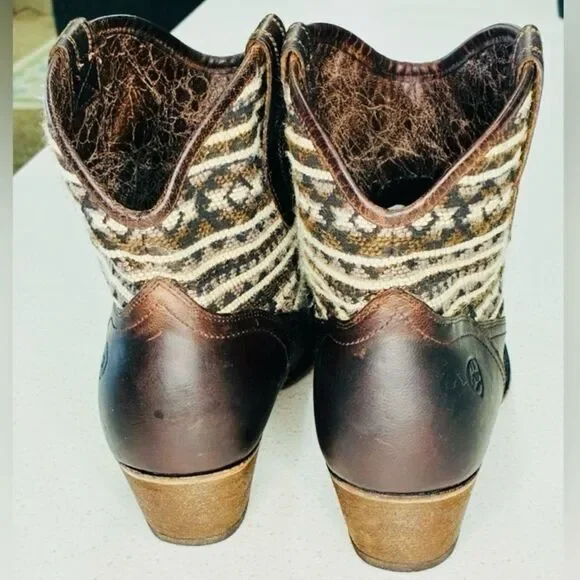 Ariat Meadow Western Ankle Boots Womens 11B Brown Leather Aztec Ankle Boots EUC - Picture 7 of 15